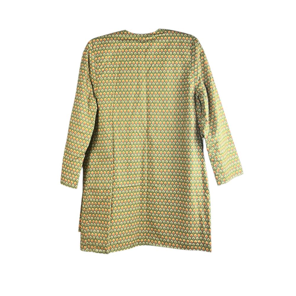 Vintage Geometric Scallop Print Open Front Artwear Coat Jacket Gallery Core - Picture 4 of 7